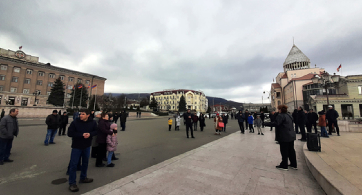 A peaceful action in Stepanakert. Nagorno-Karabakh. March 12, 2022. Photo by Alvard Grigoryan for the "Caucasian Knot" A peaceful action in Stepanakert. Nagorno-Karabakh. March 12, 2022. Photo by Alvard Grigoryan for the "Caucasian Knot"