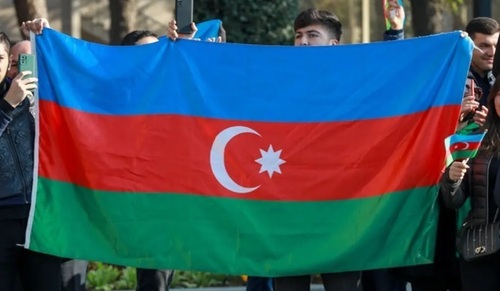 Flag of Azerbaijan. Photo by Aziz Karimov for the Caucasian Knot Flag of Azerbaijan. Photo by Aziz Karimov for the Caucasian Knot