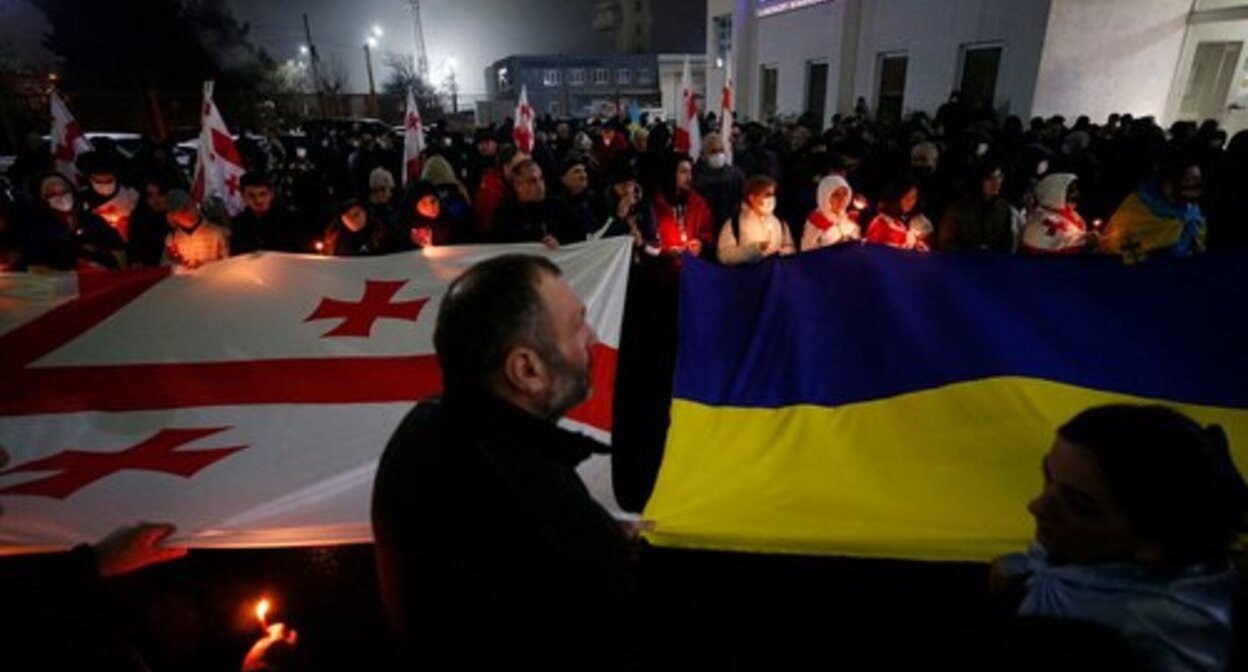 The funeral of Georgian volunteers. Screenshot of a video The funeral of Georgian volunteers. Screenshot of a video