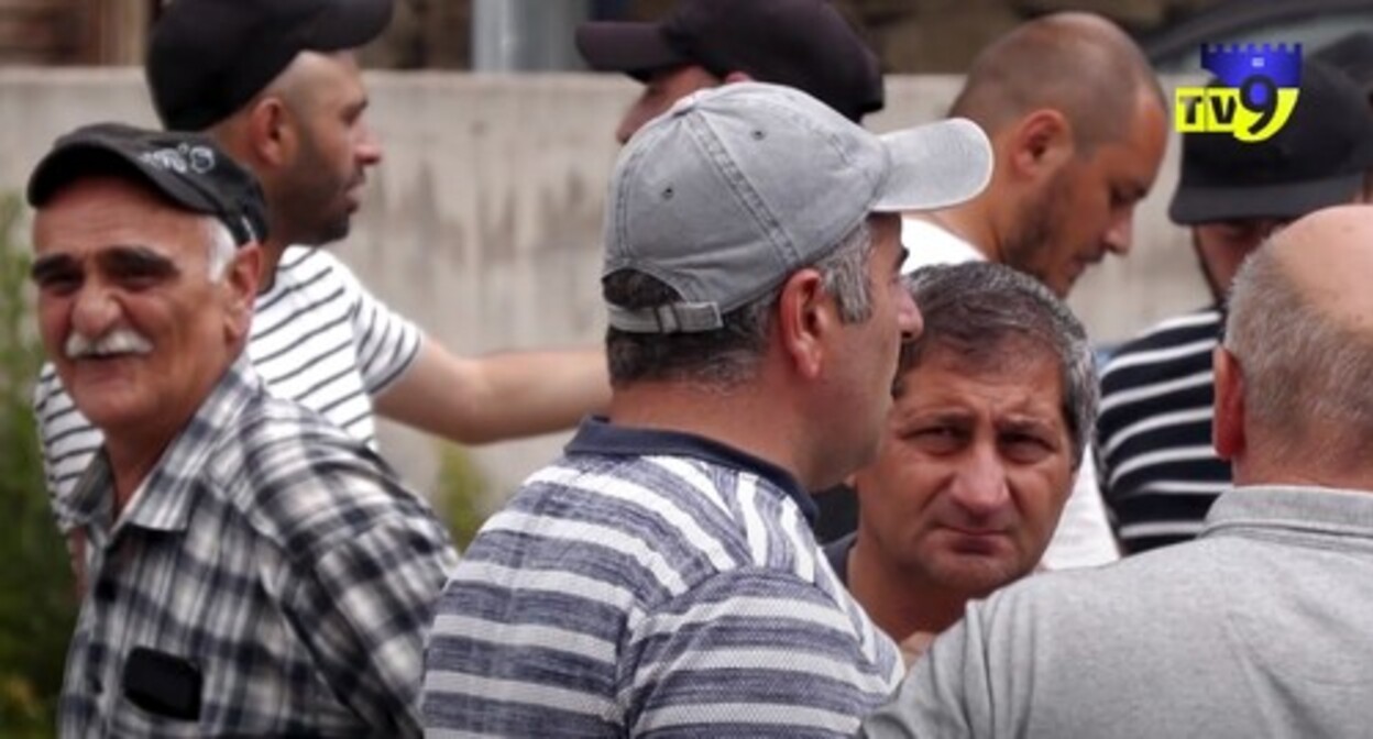 Borjomi strikers. Image made from video posted at: https://www.youtube.com/watch?v=Y4obZZijUFQ Borjomi strikers. Image made from video posted at: https://www.youtube.com/watch?v=Y4obZZijUFQ