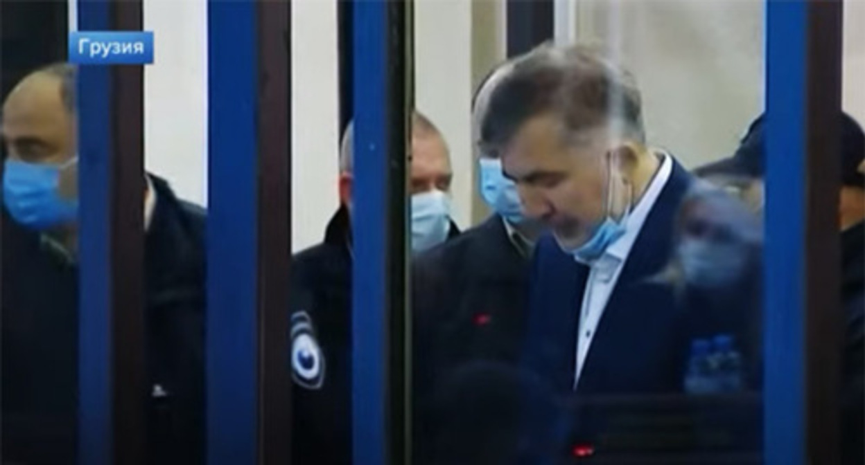 Mikheil (Mikhail) Saakashvili (on the right) in the courtroom. Screenshot of the video from the Channel One News https://www.youtube.com/watch?v=jtb5QF28d6Q Mikheil (Mikhail) Saakashvili (on the right) in the courtroom. Screenshot of the video from the Channel One News https://www.youtube.com/watch?v=jtb5QF28d6Q