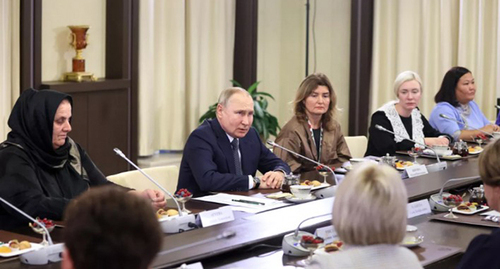 Vladimir Putin's meeting with mothers of the Russian military men participating in the special military operation in Ukraine. Photo: the Chechnya's state TV Company https://grozny.tv/ Vladimir Putin's meeting with mothers of the Russian military men participating in the special military operation in Ukraine. Photo: the Chechnya's state TV Company https://grozny.tv/