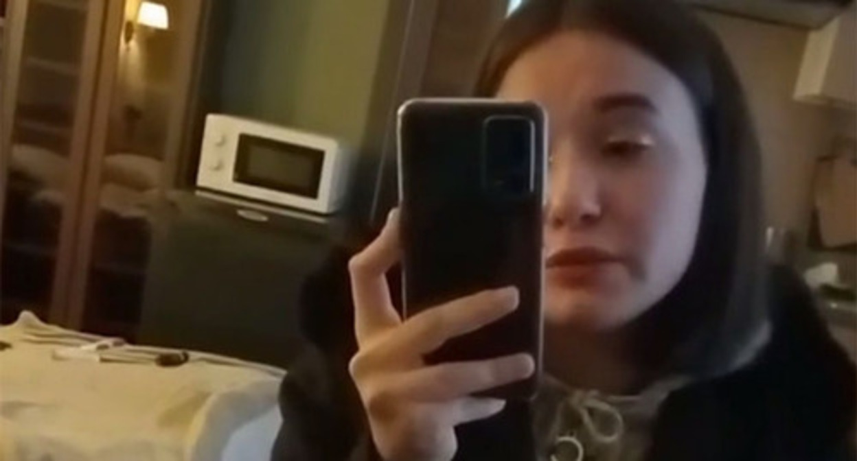 Leyla Gireeva. Screenshot of the video posted on the Telegram channel of the "Marem" human rights group Leyla Gireeva. Screenshot of the video posted on the Telegram channel of the "Marem" human rights group