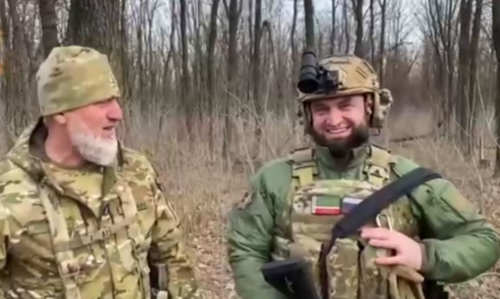 Adam Delimkhanov and Rustam Aguev. Screenshot of the video posted on Ramzan Kadyrov's Telegram channel on January 7, 2023 https://t.me/RKadyrov_95/3253 Adam Delimkhanov and Rustam Aguev. Screenshot of the video posted on Ramzan Kadyrov's Telegram channel on January 7, 2023 https://t.me/RKadyrov_95/3253