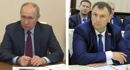 Russian President Vladimir Putin and Polad Nametullaev, a deputy of the City Assembly of Derbent Russian President Vladimir Putin and Polad Nametullaev, a deputy of the City Assembly of Derbent