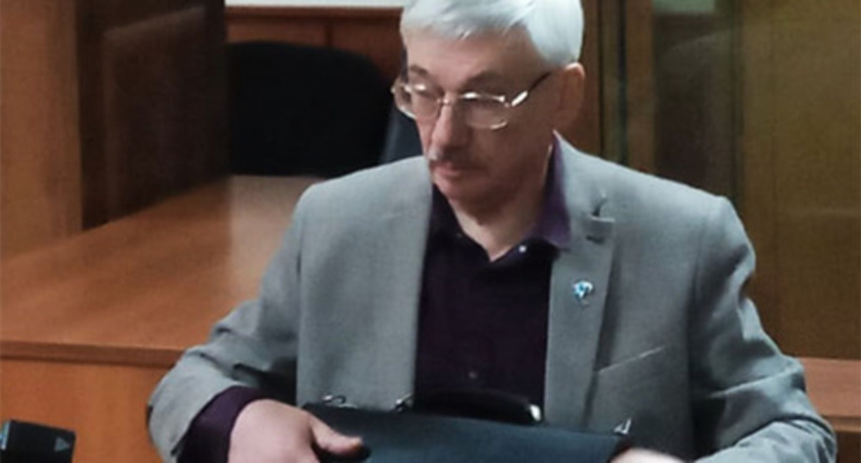 Oleg Orlov in the courtroom. October 11, 2023. Photo by the 
"Caucasian Knot" correspondent