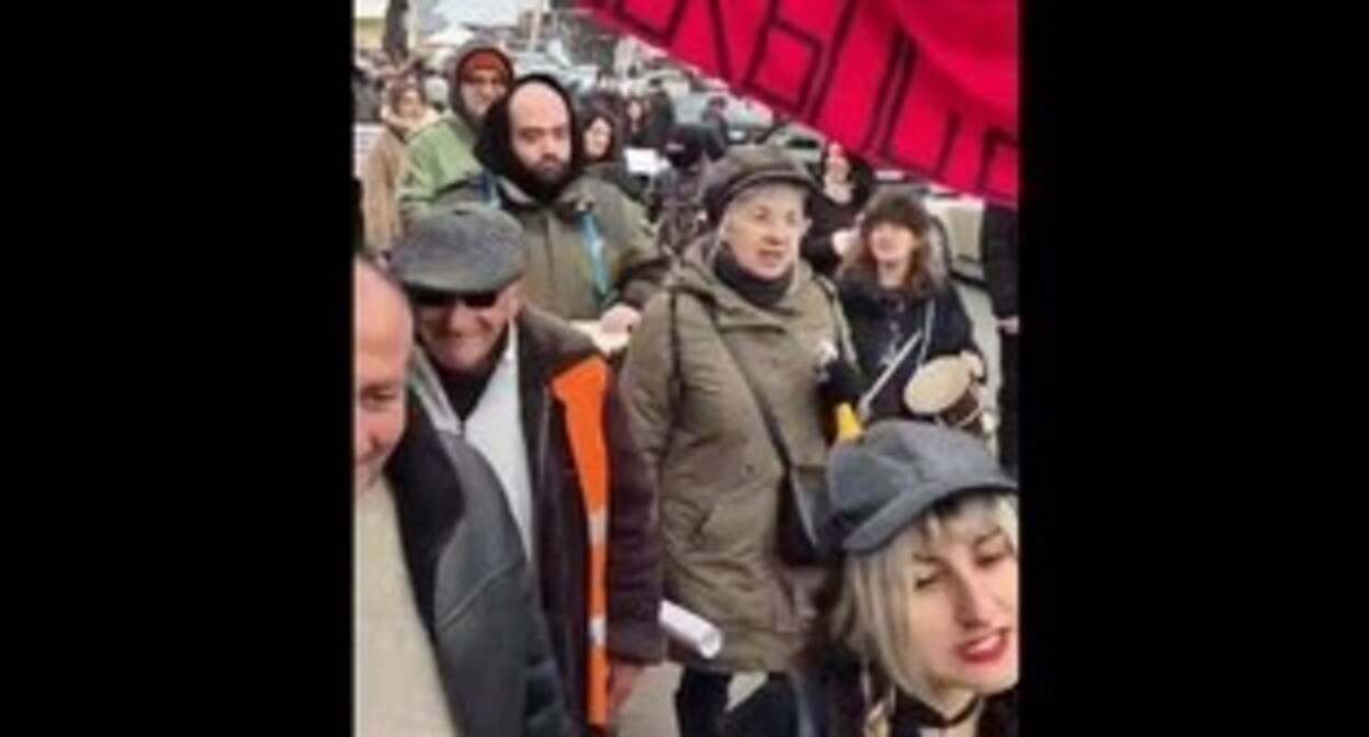 A march in Tbilisi. January 26, 2025. Screenshot of a video posted on the Tbilisi life Telegram channel https://t.me/Tbilisi_life/36425