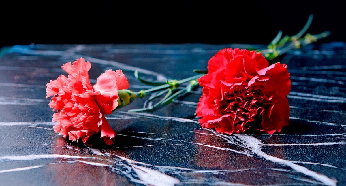 Carnations at a memorial. Picture made in Photoshop by the "Caucasian Knot"
