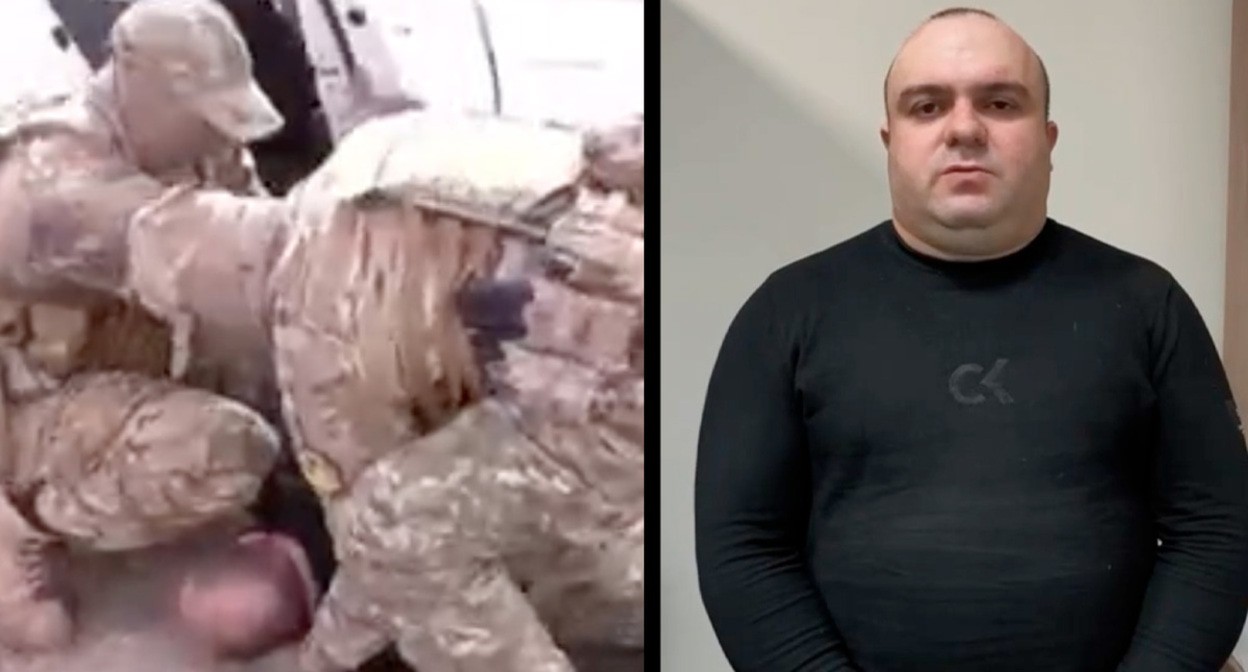 Vladimir Vanyan and the moment of his detention. Screenshots of a video: https://t.me/tipich_apsheronsk