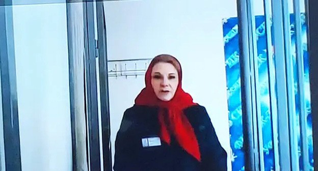 Anna Safronova at a court session  via videoconference. Screenshot of a video posted on the website that collects information on the criminal cases initiated against Russian Jehovah's Witnesses*