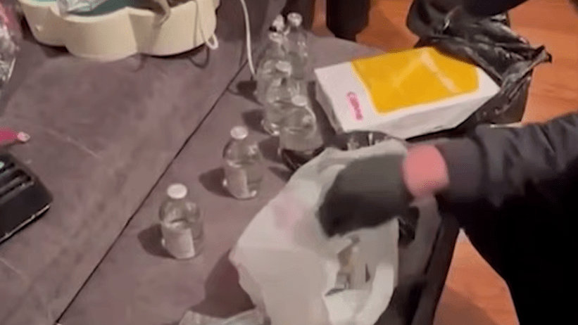 The law enforcement bodies have reported about the components of an explosive device seized in Khasavyurt. A frame from the video by PBK “Dagestan” from May 2, 2025,
https://t.me/RGVKDAGESTAN/37719.
