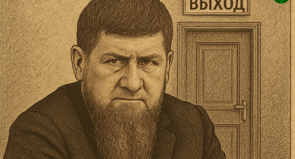 Ramzan Kadyrov. Illustration created by “Caucasian Knot” using AI in the Copilot software.