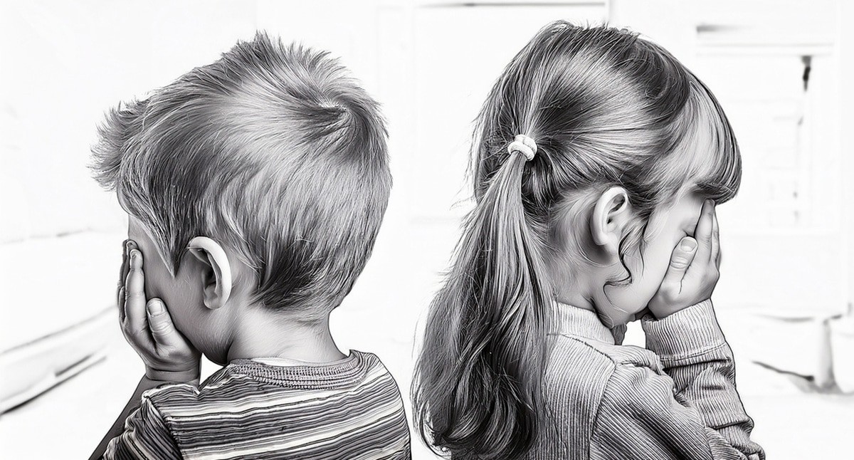 Children are crying. Illustration created by the “Caucasian Knot” using AI in Photoshop software