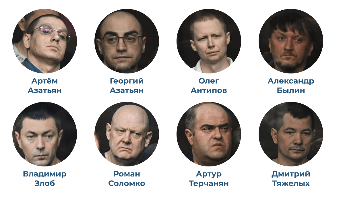 Those accused of blowing up the Crimean Bridge. Photo: "Support for political prisoners. Memorial"*.