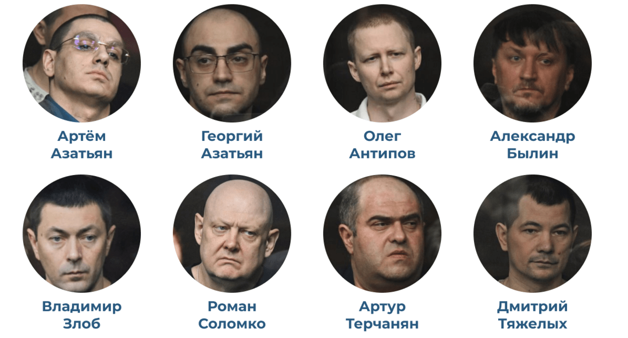 Those accused of blowing up the Crimean Bridge. Photo: "Support for political prisoners. Memorial"*.