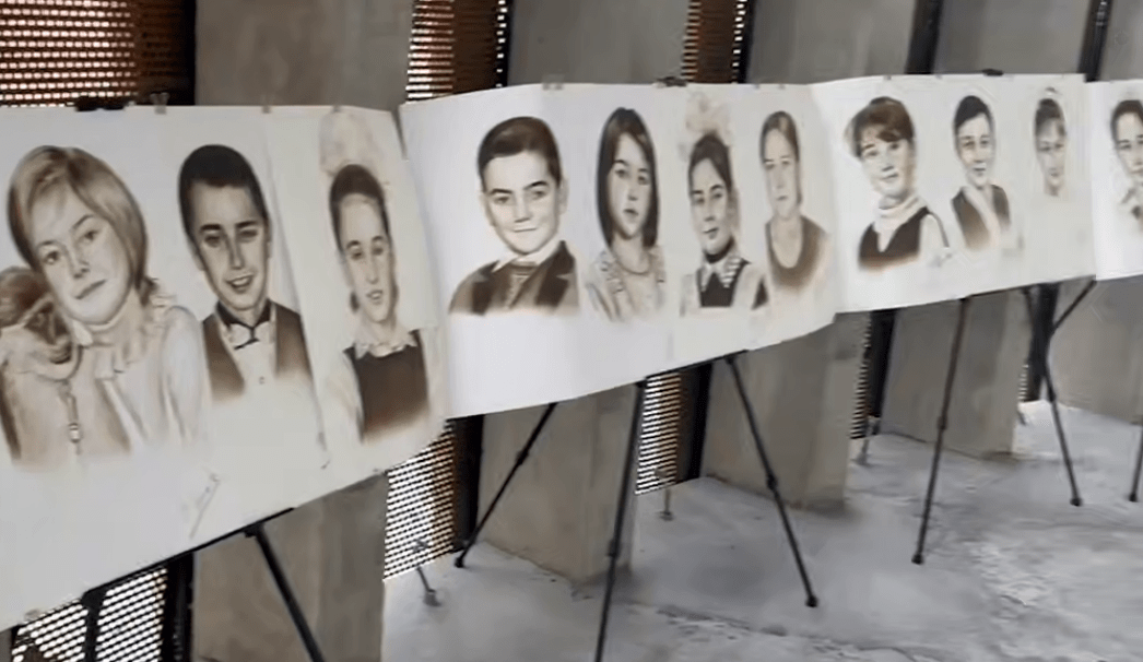 Portraits of those killed in the terrorist attack. Still frame from the video "Sapa Kavkaz" from 01.09.25, https://t.me/sapakavkaz/5332.