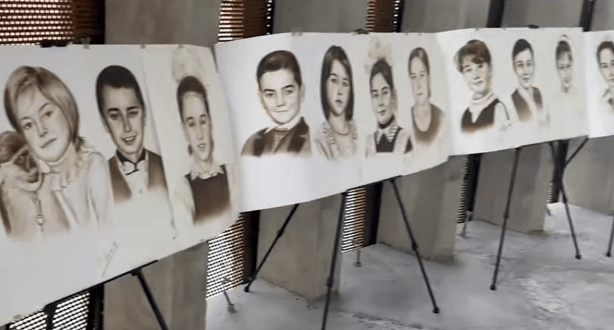 Portraits of those killed in the terrorist attack. Still frame from the video "Sapa Kavkaz" from 01.09.25, https://t.me/sapakavkaz/5332.