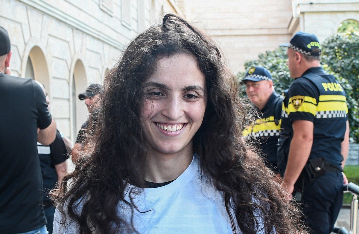 Megi Diasamidze after her release. Photo: Mariam Kavshbaia / Publika