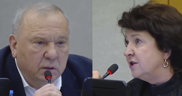 Vladimir Shamanov and Anzhelika Glazkova. Collage from "Caucasian Knot." Video screenshot: https://t.me/bloodysx/48228