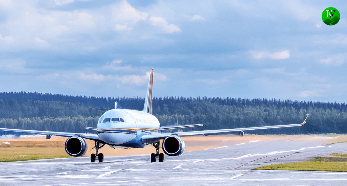 An airplane at the airport. Illustration created by the Caucasian Knot using AI in the Copilot program.