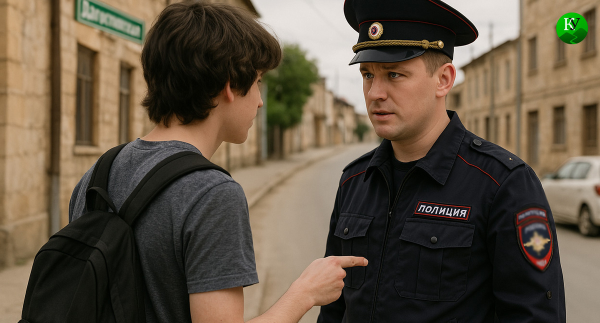 A teenager and a police officer. Illustration created by the "Caucasian Knot" using AI in the Copilot program.