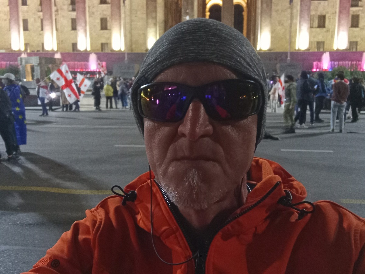 Nikolai Belikov during a protest outside the Georgian Parliament. Photo: Nike Belikov / Facebook*