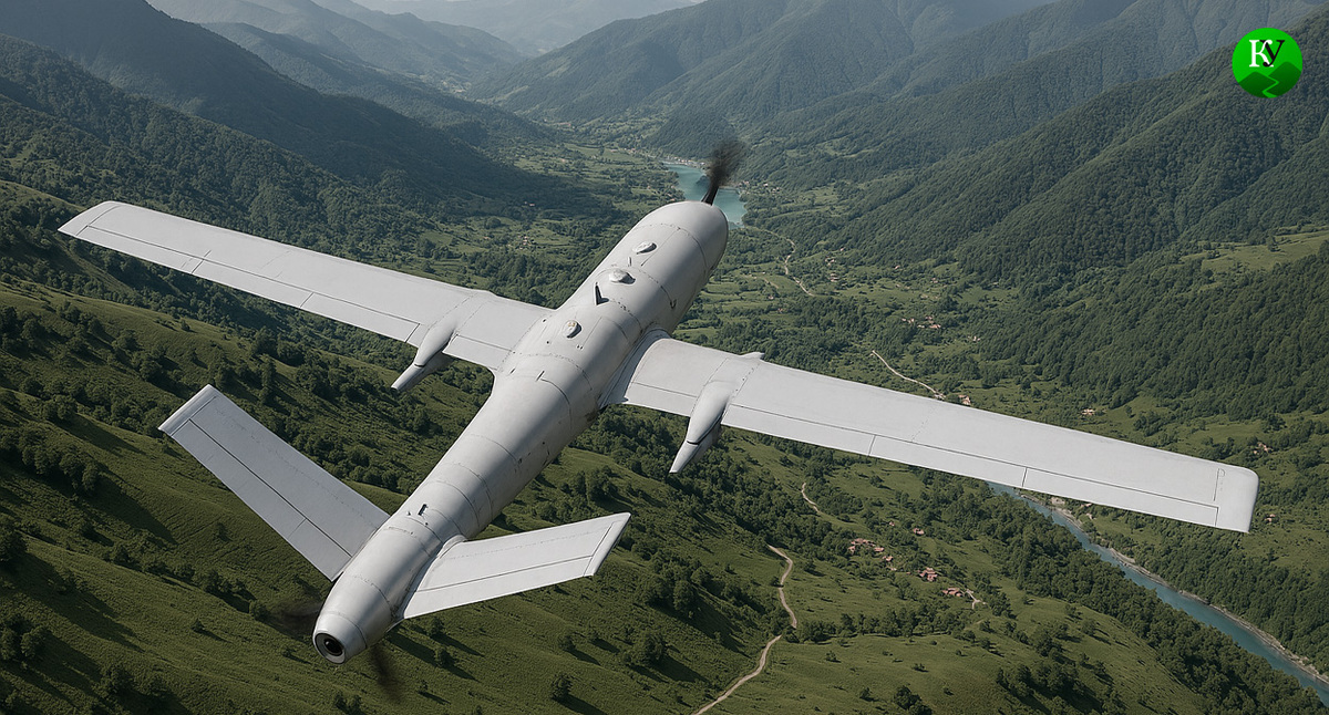 A UAV in flight. Illustration created by the Caucasian Knot using AI in the Copilot program.