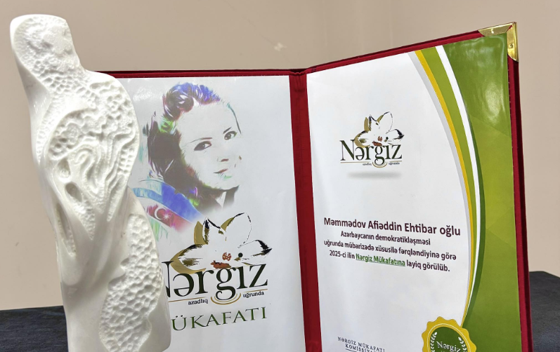 Afiyaddin Mamedov won the Nargiz Prize. Screenshot from Sara Ragimova's Facebook page: https://www.facebook.com/photo?fbid=769316072835910&set=a.111844718583052 (Meta, the company that owns the social network, is banned in Russia).