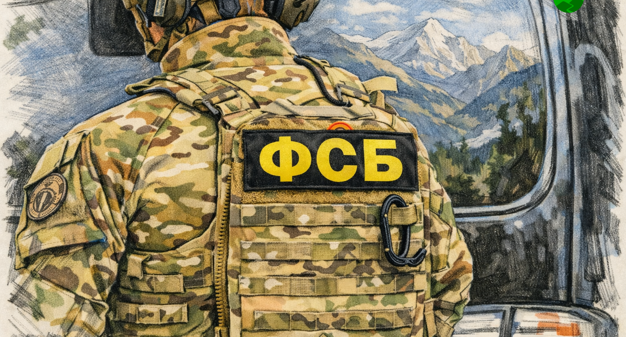 An operative against a backdrop of mountains. Illustration created by the Caucasian Knot using AI in the ChatGPT program.