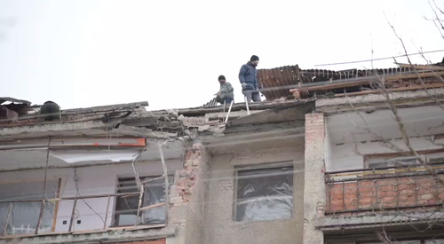 Video still showing the aftermath of a drone strike in Beslan. Photo: Georgy Atarov / Telegram channel Video still showing the aftermath of a drone strike in Beslan. Photo: Georgy Atarov / Telegram channel