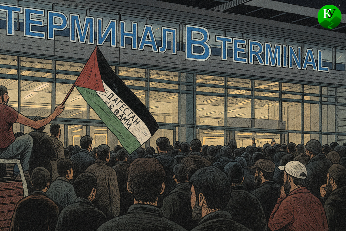Unrest at Makhachkala Airport. Photo created by the "Caucasian Knot" using AI in the Copilot program.