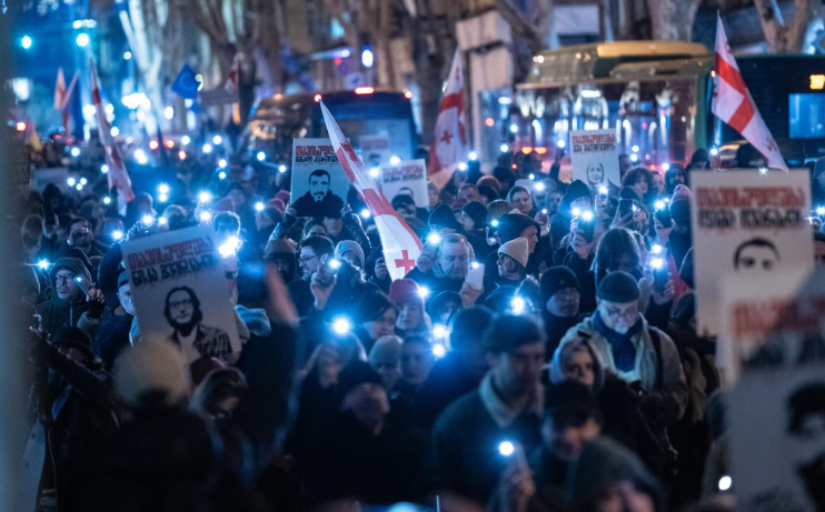 March participants. Screenshot from Publika photo from January 24, 2026, https://www.facebook.com/photo?fbid=1662324585167085&set=pcb.1662324721833738 (Meta, the company that owns the social network, is banned in Russia).