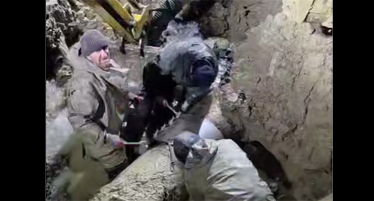 Water main accident cleanup in Makhachkala, January 27, 2026. Video screenshot: https://t.me/EordOperator/2286