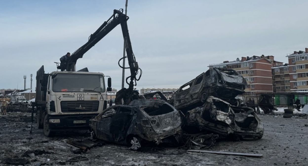 The aftermath of an airstrike in the village of Novaya Adygeya. Photo from Murat Kumpilov's Telegram channel https://t.me/muratkumpilov
