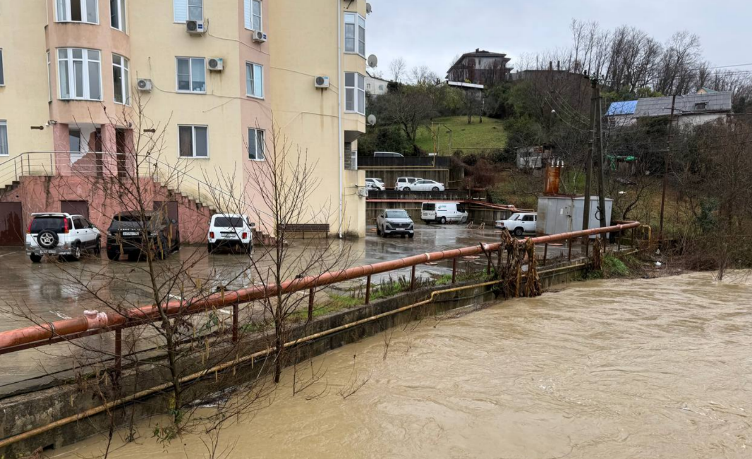 Water level in the Herota River. Screenshot from Andrey Proshunin's Telegram channel, February 8, 2026, https://t.me/agproshunin/3439.