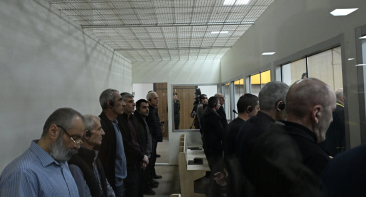 The announcement of the verdict against the Karabakh leadership in Baku. Screenshot from the "Report" photo from February 5, 2026, https://report.az/ru/vnutrennyaya-politika/lejla-alieva-podelilas-publikaciej-o-poezdke-v-gyojgyol-s-alenoj-alievoj#gallery_0cbbef4f9e6ba8e172d990a01ae0637a-8.