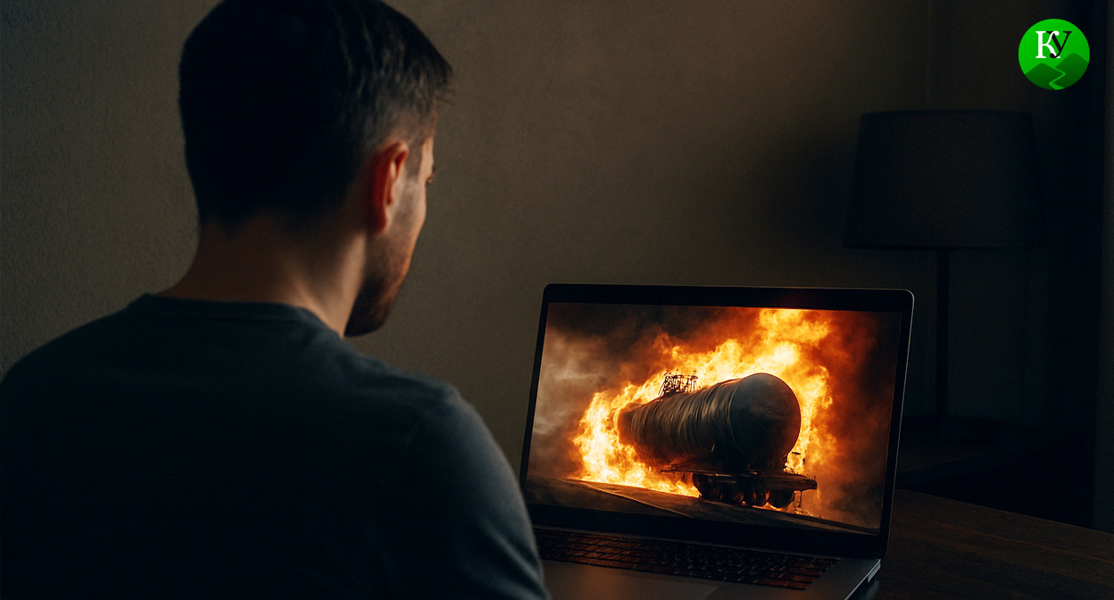 A man at a laptop. Illustration created by Caucasian Knot using AI in the Copilot program.