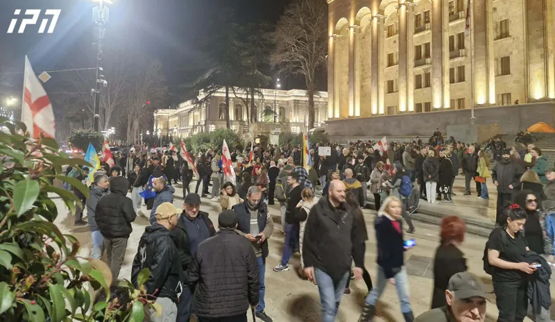 Still image: "The protest outside the Georgian Parliament has been going on for 448 days." Photo: Interpressnews / https://www.interpressnews.ge/ka/article/862316-parlamenttan-saprotesto-akcia-mimdinareobs