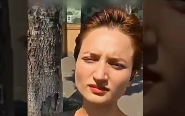 Aishat Baimuradova. Freeze frame of BBC video https://www.youtube.com/watch?v=YoWKjNE1Flg/