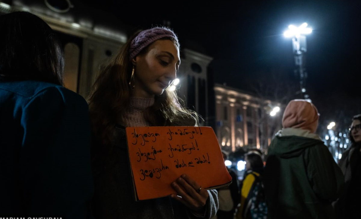 A participant in a protest in Tbilisi for the 469th day in a row. Photo: Publika / https://www.facebook.com/photo?fbid=1702986737767536&set=pcb.1702986831100860
