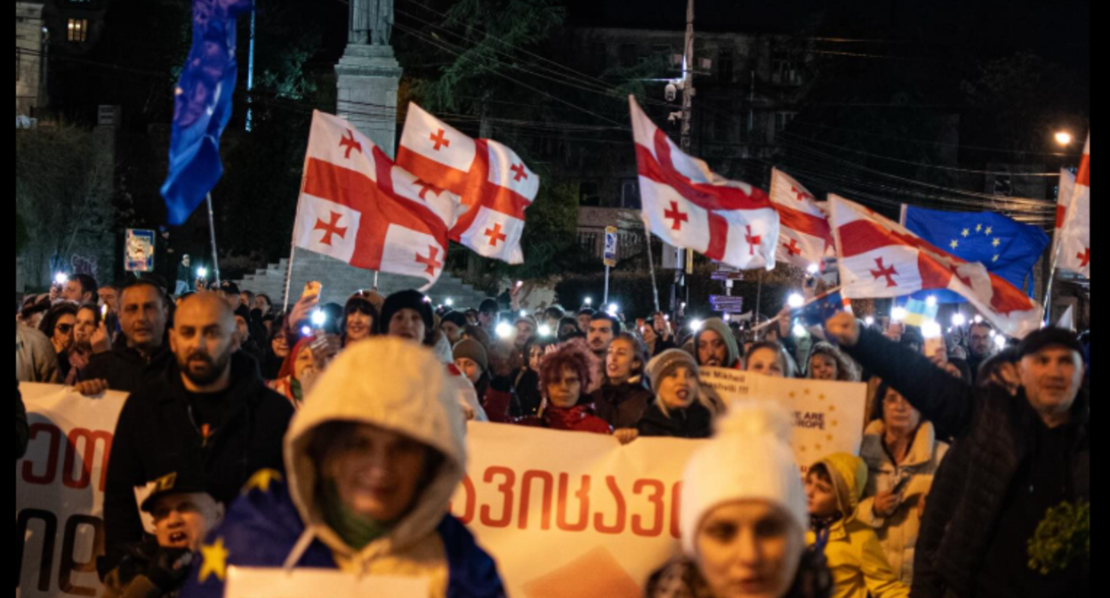 Participants in a march in Tbilisi. Screenshot from Publika photo from April 4, 2026, https://www.facebook.com/photo/?fbid=1723946605671549&set=pcb.1723946732338203 (Meta, the company that owns the social network, is banned in Russia). Participants in a march in Tbilisi. Screenshot from Publika photo from April 4, 2026, https://www.facebook.com/photo/?fbid=1723946605671549&set=pcb.1723946732338203 (Meta, the company that owns the social network, is banned in Russia).