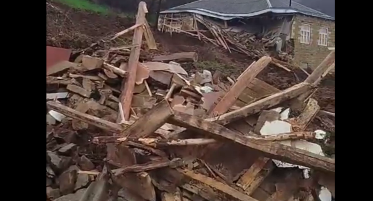 A destroyed house in the village of Kirki. Still from a video from Zapir Gasanov's Telegram channel, April 5, 2026, https://t.me/ZapirGasanov/18275. A destroyed house in the village of Kirki. Still from a video from Zapir Gasanov's Telegram channel, April 5, 2026, https://t.me/ZapirGasanov/18275.