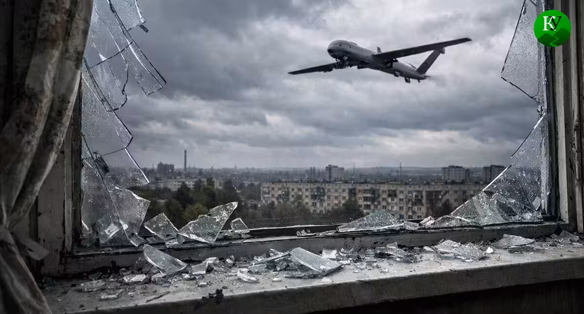 A UAV in the sky. Illustration created by the "Caucasian Knot" using AI in the Copilot program.