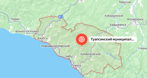 Tuapse Municipal District. Screenshot from the Yandex.Maps service