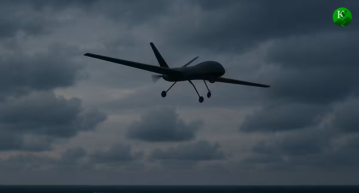 A UAV in the sky. Illustration created by the "Caucasian Knot" using AI in the Copilot program. A UAV in the sky. Illustration created by the "Caucasian Knot" using AI in the Copilot program.