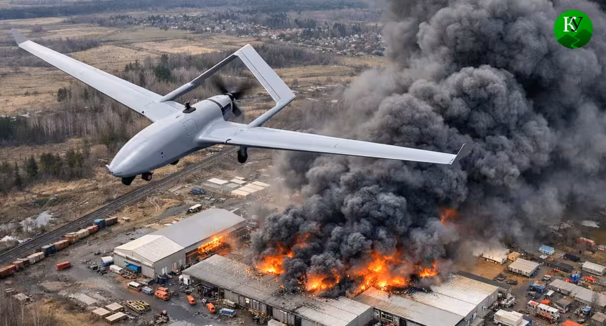 A drone and damage to a commercial facility. Illustration created by Caucasian Knot using AI in the Copilot program. A drone and damage to a commercial facility. Illustration created by Caucasian Knot using AI in the Copilot program.