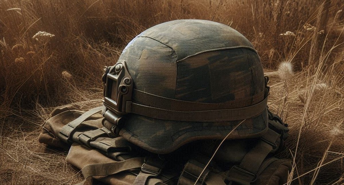 A military helmet. Illustration created using Copilot software. A military helmet. Illustration created using Copilot software.