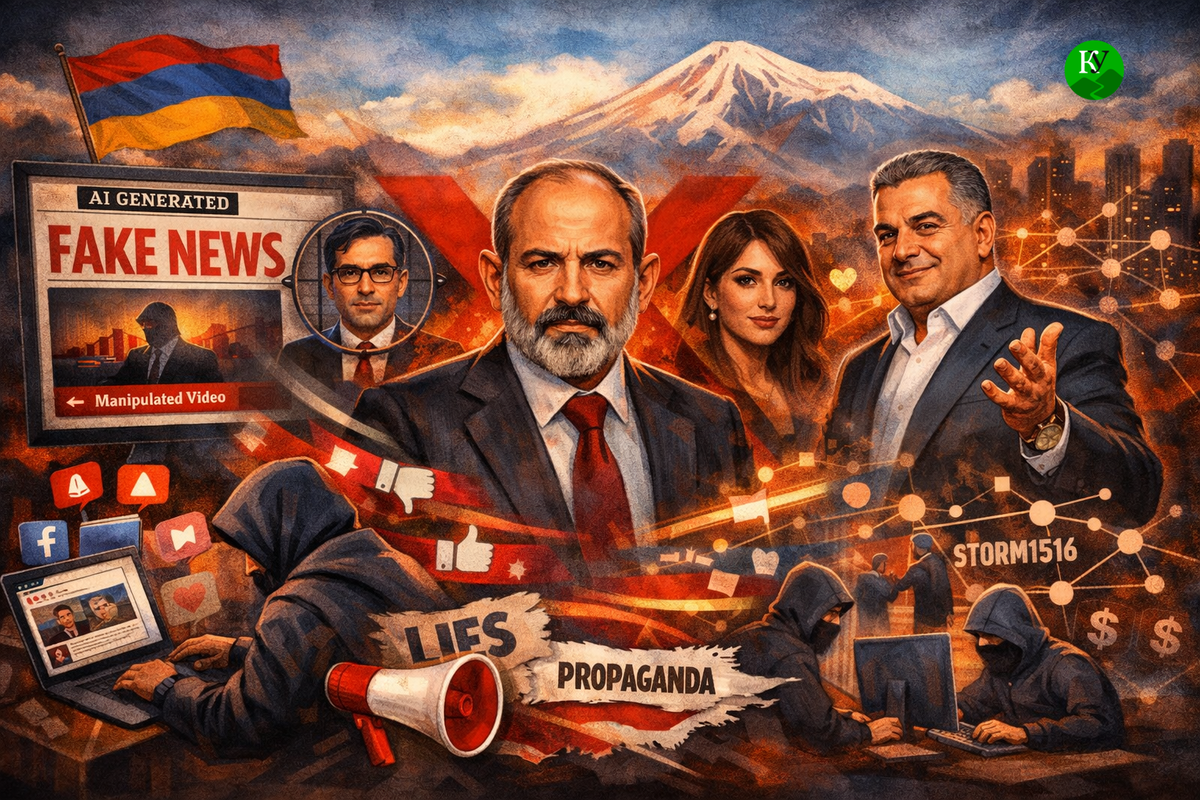 Fakes in Armenia. Illustration created by the "Caucasian Knot" using AI in the Copilot program.