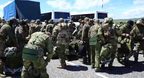 Fighters on the airfield. Still frame from the video of Ramzan Kadyrov's Telegram channel on June 3, 2026, https://t.me/RKadyrov_95/6637