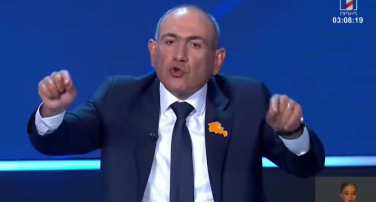 Nikol Pashinyan at the debate. Still from News.Am video from June 4, 2026, https://www.youtube.com/watch?v=AnIxpTBYDAE&t=3227s